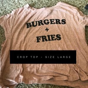 Pink Crop Top - burgers and fries